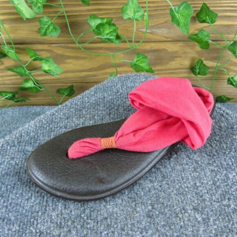 Sanuk Women's Thong Pink Fabric Sz 6 Medium (B, M) Gently Used 2025